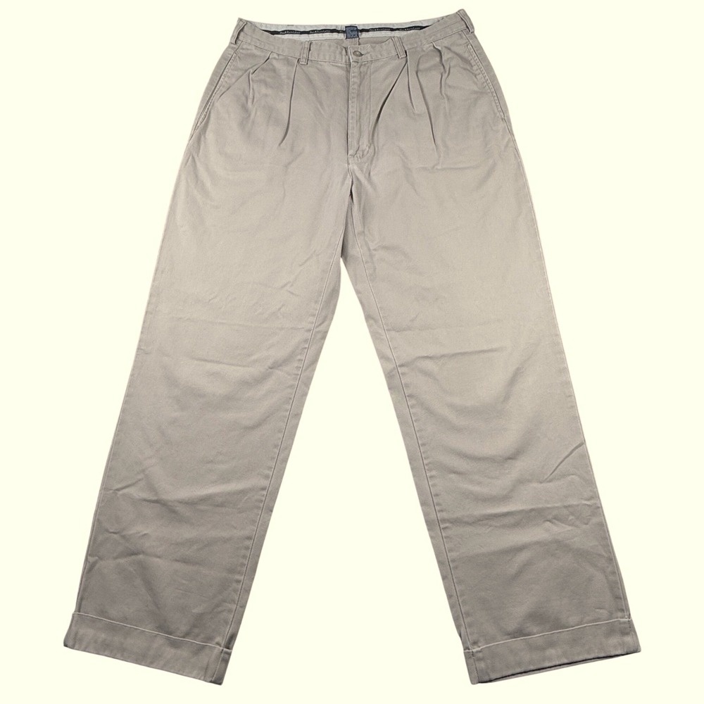 Polo Ralph Lauren Chino Pants Mens 34x30 (tag 35x34)Tan Pleated Cuffed Cotton
